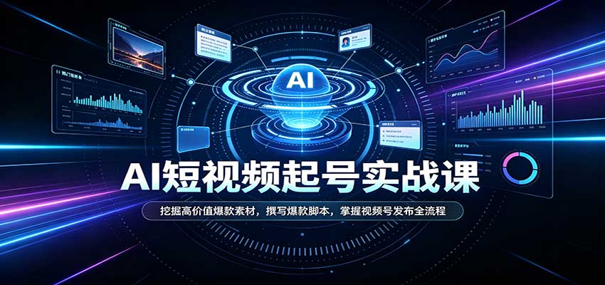 短视频AI起号实战课:挖掘高价值爆款素材,撰写爆款脚本,掌握视频号发布全流程-站长V课