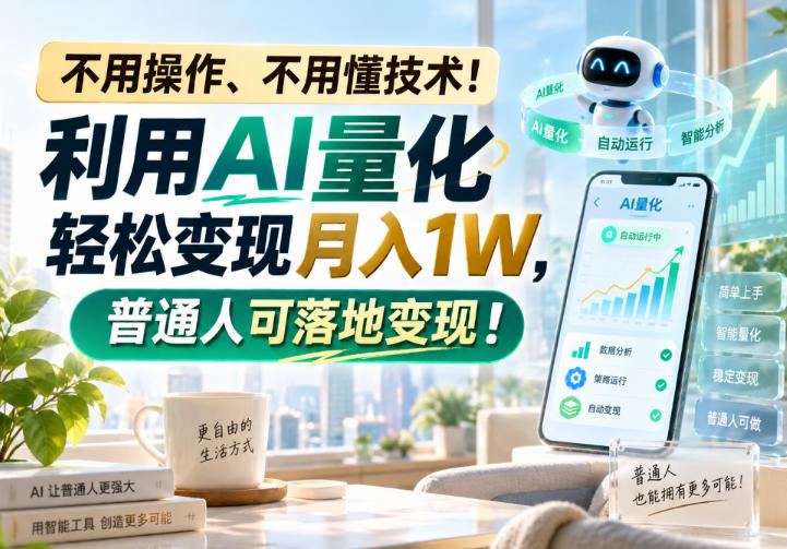 不用操作、不用懂技术！利用AI量化轻松变现月入1W，普通人可落地变现！【揭秘】-站长V课