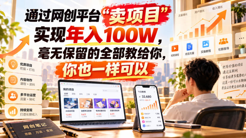 通过网创平台“卖项目”实现年入100W,毫无保留的全部教给你,你也一样可以!【揭秘】-站长V课