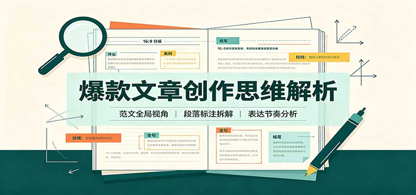 爆款文章创作思维解析:全局视角拆解范文,梳理行文逻辑,搭配真实拆文实操案例-站长V课
