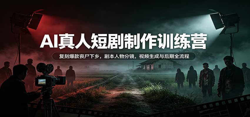 AI真人短剧制作训练营:复刻爆款丧尸下乡,剧本人物分镜,视频生成与后期全流程-站长V课