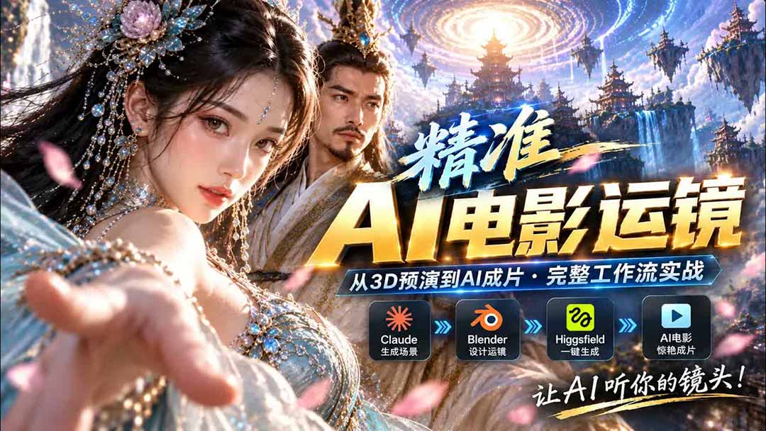 AI视频终于能精准运镜了！Claude + Blender + Higgsfield 免费插件实测-站长V课