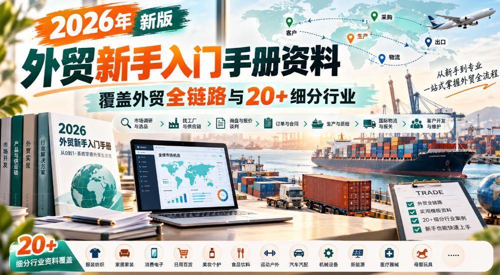 2026年新版外贸新手入门手册资料,覆盖外贸全链路与20+细分行业-站长V课