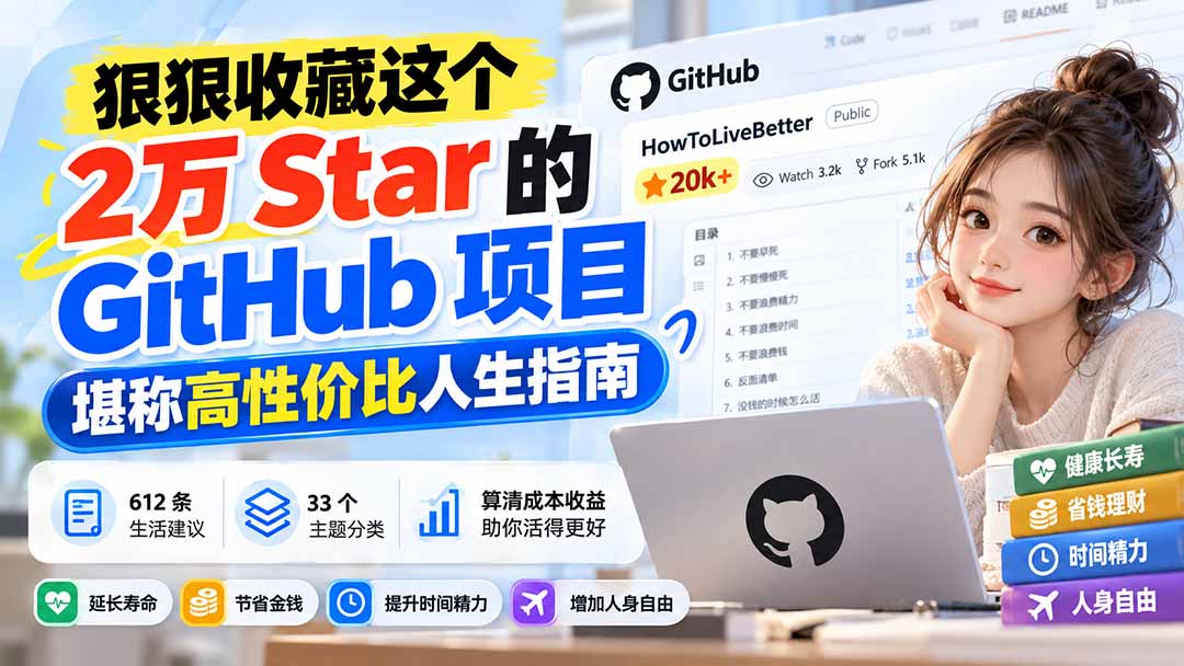 狠狠收藏这个 2 万 Star 的 GitHub 项目,堪称高性价比人生指南。-站长V课