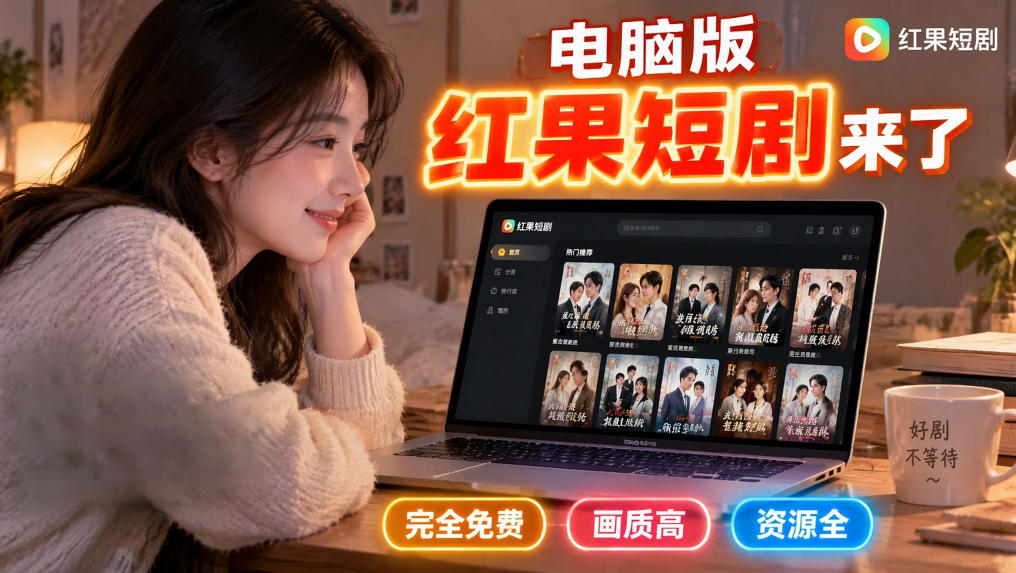 手机看短剧费眼?电脑版红果短剧来了,完全免费、画质高、资源全-站长V课