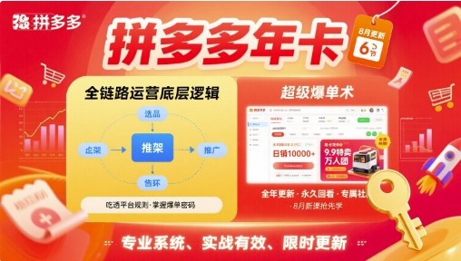 拼多多年卡，拼多多全链路运营底层逻辑，超级爆单术【更新26年10月】-站长V课