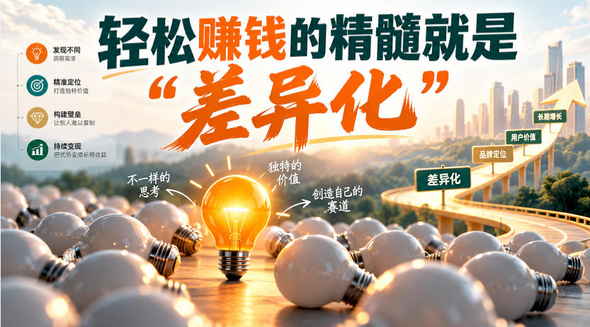 某公众号付费文章:轻松賺钱的精髓就是“差异化”-站长V课