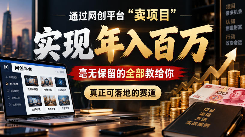 通过网创平台“卖项目”实现年入100w，毫无保留的全部教给你，真正可落地的赛道【揭秘】-站长V课