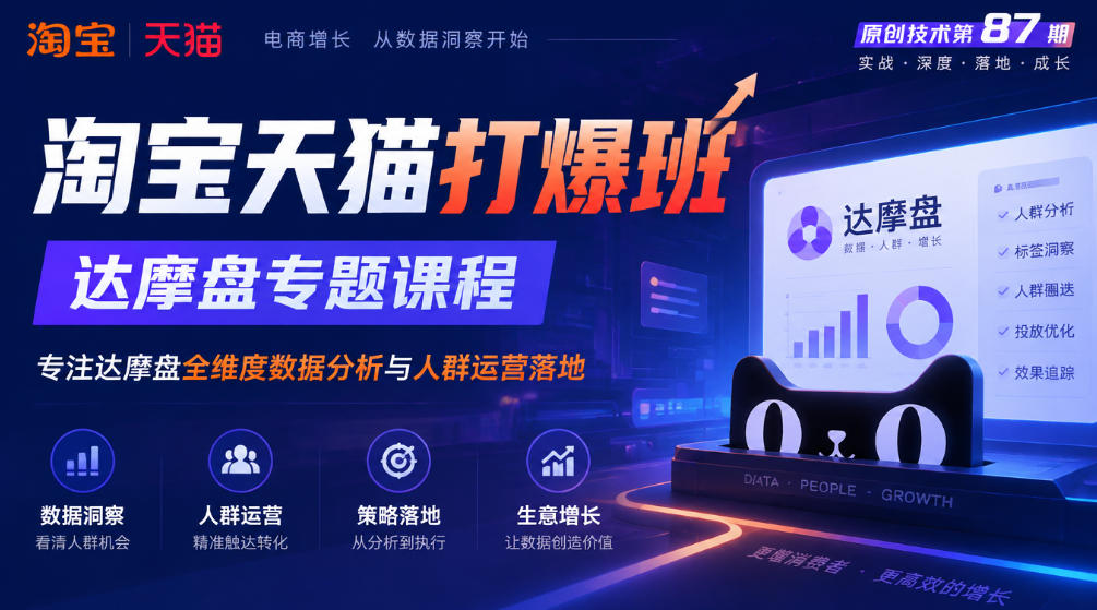 《淘宝天猫打爆班》原创技术第87期，达摩盘专题课程，专注达摩盘全维度数据分析与人群运营落地-站长V课