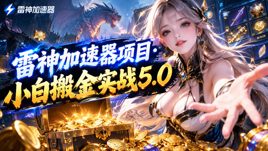 雷神加速器项目·小白搬金实战5.0,抖音W播100-150r,小白入局一天也能几十r-站长V课