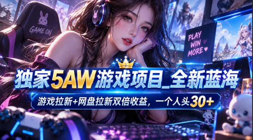 独家5AW游戏蓝海项目_游戏拉新+网盘拉新双倍收益,拉新一个30米-站长V课