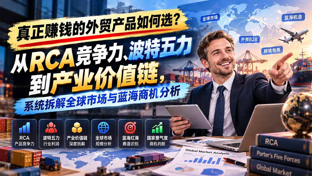 真正赚钱的外贸B2B产品如何选？从RCA竞争力、波特五力到产业价值链，系统拆解全球市场与蓝海商机分析-站长V课
