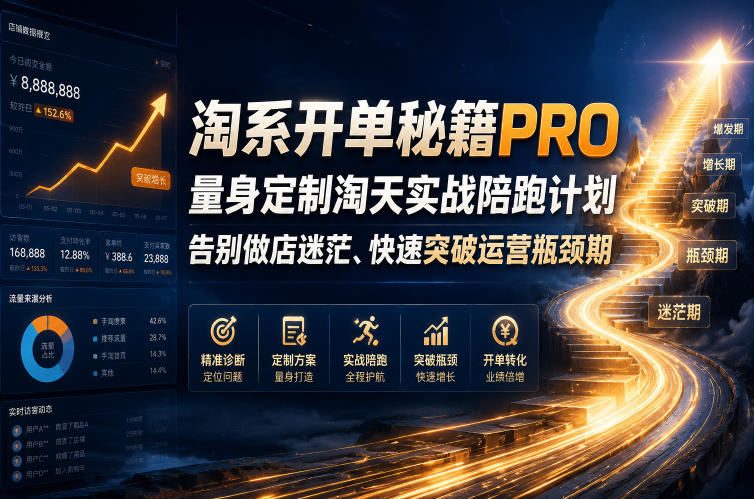 淘系开单秘籍PRO,量身定制淘天实战陪跑计划,告别做店迷茫、快速突破运营瓶颈期(更新261012)-站长V课