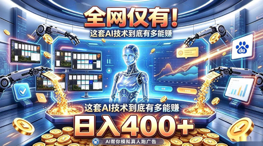 全网仅有!这套AI技术到底有多能賺,日入400+,无需人工干预,实现真正被动变现【揭秘】-站长V课