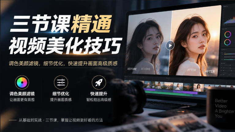 三节课精通视频美化技巧｜调色美颜滤镜，细节优化，快速提升画面高级质感-站长V课