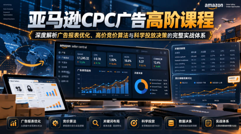 亚马逊CPC广告高阶课程，深度解析广告报表优化、高价竞价算法与科学投放决策的完整实战体系-站长V课