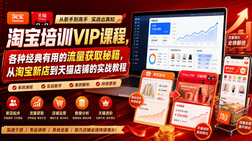 淘宝培训VIP课程，各种经典有用的流量获取秘籍，从淘宝新店到天猫店铺的实战教程(更新10月15日)-站长V课