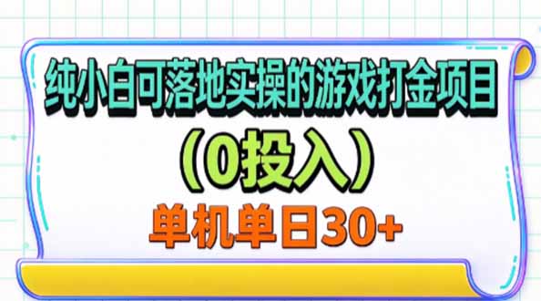 纯小白可落地实操的游戏打金项目(0投入-站长V课