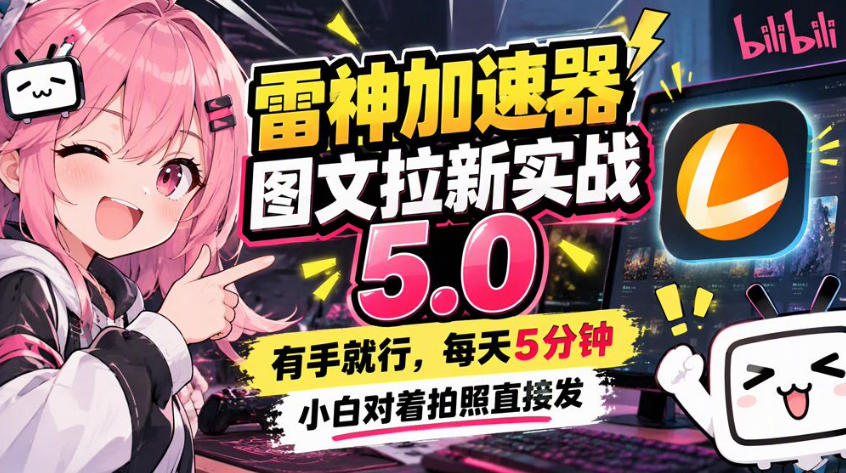 雷神加速器图文拉新实战5.0，有手就行，小白对着拍照发-站长V课