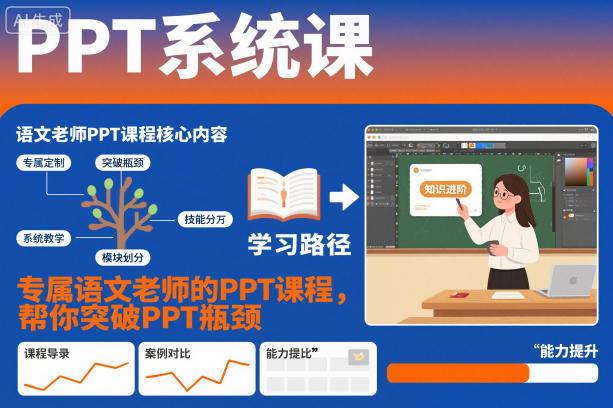 PPT系统课，专属语文老师的PPT课程，帮你突破PPT瓶颈-站长V课