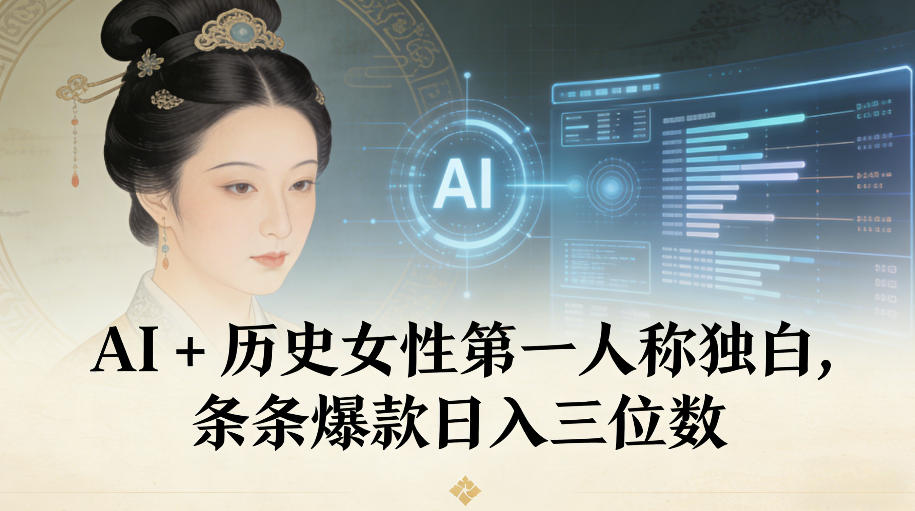 AI+历史女性第一人称独白，条条爆款日入三位数