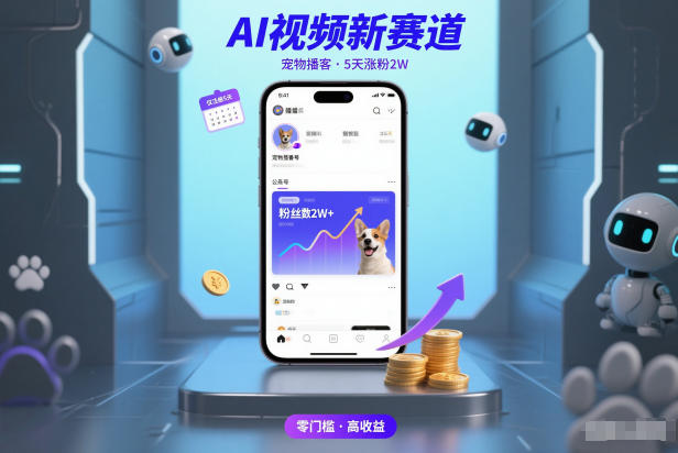 AI视频新赛道,宠物播客仅注册5天涨粉2W,收益非常可观