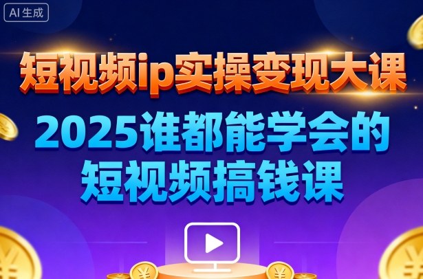 短视频ip实操变现大课，7月26-27日广州站线下课，2025谁都能学会的短视频搞钱课-站长V课