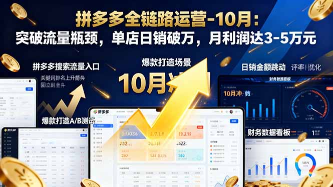 拼多多全链路运营-10月:突破流量瓶颈,单店日销破万,月利润达3-5万元-站长V课