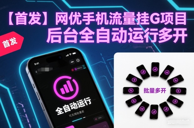 【首发】网优手机流量挂G项目,后台全自动运行,可无限批量多开【揭秘】-站长V课