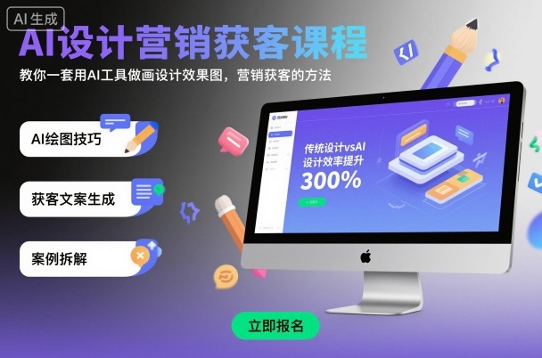 AI设计营销获客课程,教你一套用AI工具做画设计效果图,营销获客的方法