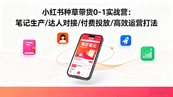 小红书种草带货0-1实战营:笔记生产/达人对接/付费投放/高效运营打法-站长V课