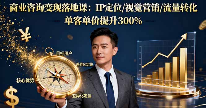 商业咨询变现落地课:IP定位/视觉营销/流量转化,单客单价提升300%-站长V课