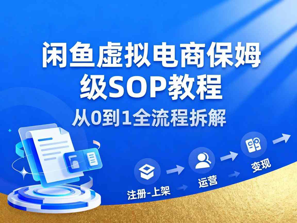 闲鱼虚拟电商,月入轻松过1W,保姆级SOP教程-站长V课