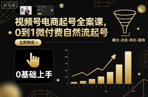 视频号电商起号全案课，0到1微付费自然流起号-站长V课