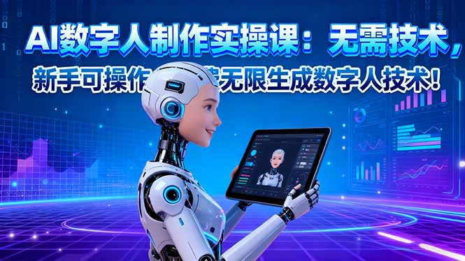 AI数字人制作实操课：无需技术，新手可操作，免费无限生成数字人技术！-站长V课