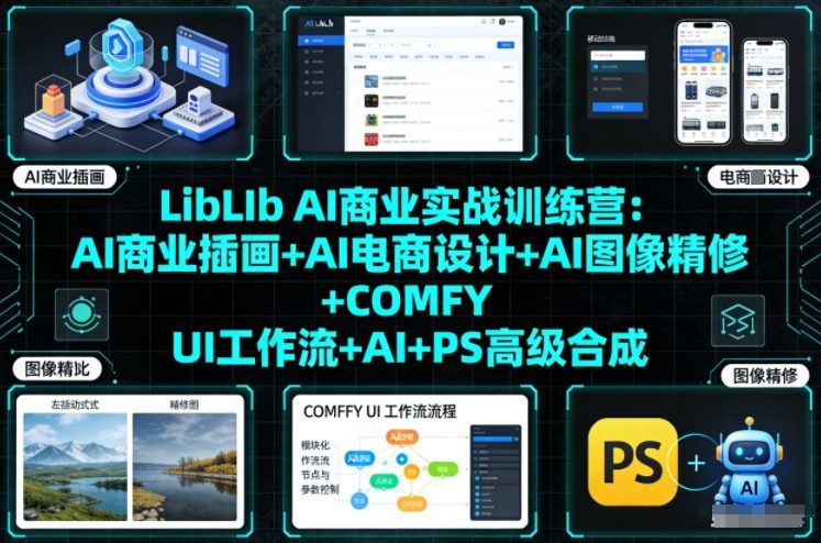 LibLIb AI商业实战训练营：AI商业插画+AI电商设计+AI图像精修+COMFY UI工作流+AI+PS高级合成-站长V课